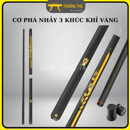 Gậy Nhảy Khỉ Vàng- Cơ Bida 100% Carbon Phá Nhảy 3 Khúc- Litter Monster - BIDA TRƯỜNG THỌ