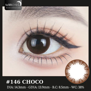 Lens mắt 146 Choco màu nâu socola hình cánh hoa tự nhiên, size vừa - thương hiệu LUNA EYES
