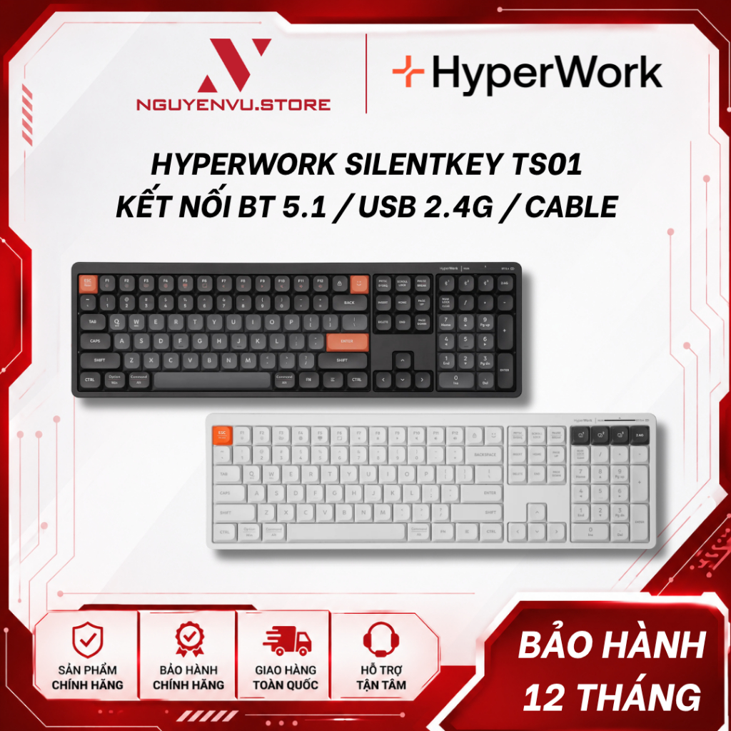 Bàn phím không dây HyperWork SilentKey TS01 - Hàng Chính Hãng | BigBuy360 - bigbuy360.vn