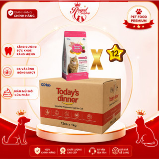 [ TIẾT KIỆM DEAL TỐT ] Thùng 12 gói Today's dinner - Thức ăn hạt cân bằng dinh dưỡng cho mèo mọi lứa tuổi