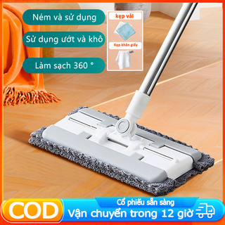 Cây lau kẹp khăn lau nhà, lau tủ bếp đa năng Easy xoay 360 độ, chổi lau nhà tiện lợi khăn lau dùng 1 lần không cần giặt