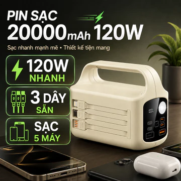 Sạc dự phòng 30000mAh 120W Sạc dự phòng 3 dây Sạc dự phòng nhanh Sạc dự phòng siêu dung lượng