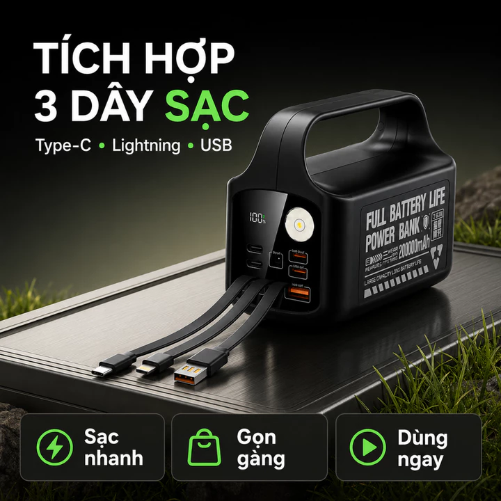 Sạc dự phòng an toàn Sạc dự phòng phổ quát Sạc dự phòng pin lớn Sạc dự phòng 5 thiết bị Sạc dự phòng cầm tay – 3