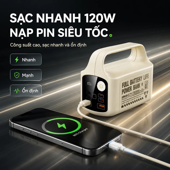 Sạc dự phòng an toàn Sạc dự phòng phổ quát Sạc dự phòng pin lớn Sạc dự phòng 5 thiết bị Sạc dự phòng cầm tay – 4