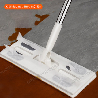 Cây lau nhà lười GREENSINDOOR kẹp khăn đa năng  360 độ thông minh lau kính trần nhà toilet bàn bếp