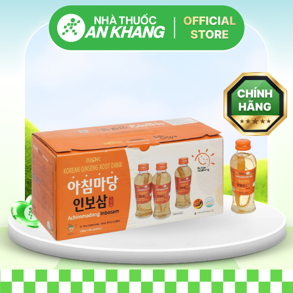Nước sâm củ Hàn Quốc Achimmadang BIOK Korea Ginseng Root Drink hộp 10 chai x120ml [Nhà Thuốc An Khang - Chính Hãng 100%]