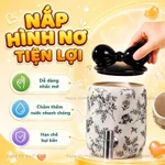 (SẴN) Bình trà gốm sứ hoa lá nắp nơ kèm kệ đựng giá treo cốc gỗ, Bình trà để bàn phòng khách AT5 — ảnh 4