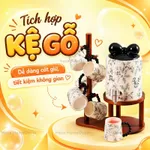 (SẴN) Bình trà gốm sứ hoa lá nắp nơ kèm kệ đựng giá treo cốc gỗ, Bình trà để bàn phòng khách AT5 — ảnh 6