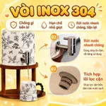 (SẴN) Bình trà gốm sứ hoa lá nắp nơ kèm kệ đựng giá treo cốc gỗ, Bình trà để bàn phòng khách AT5 — ảnh 7
