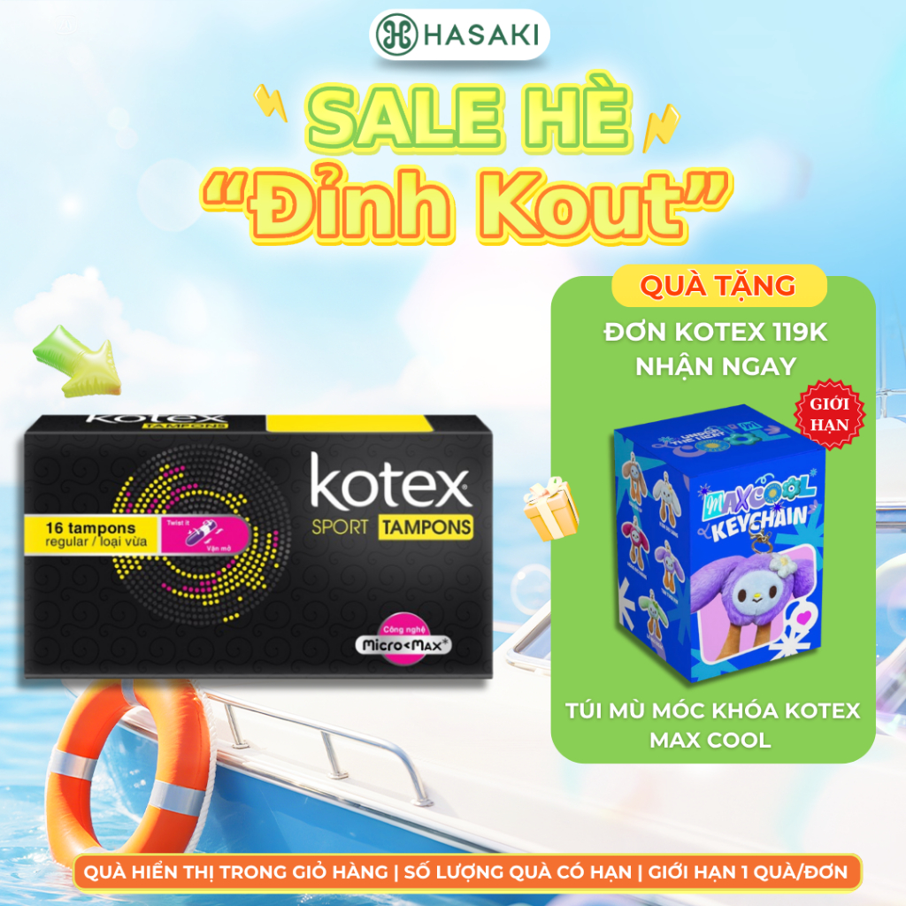 Băng Vệ Sinh Kotex Sport Tampon Loại Vừa 16 Miếng Tampon Regular