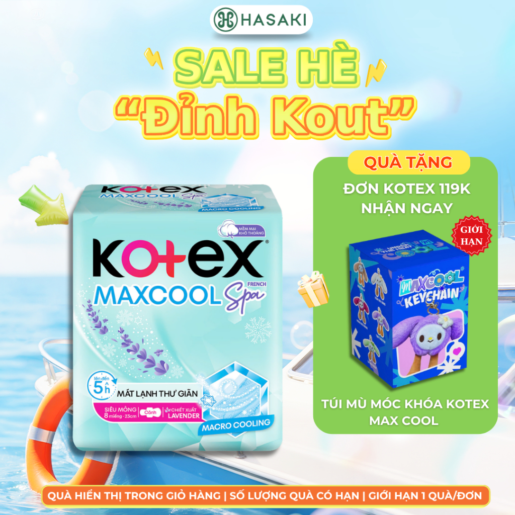 Băng Vệ Sinh Kotex Max Cool Siêu Mỏng Cánh 8 Miếng Max Cool