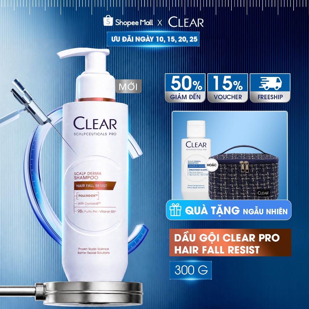 [MỚI RA MẮT] DẦU GỘI CHUYÊN DỤNG GIÚP LÀM DÀY & NGĂN NGỪA TÓC GÃY RỤNG CLEAR HAIRFALL RESIST 300G