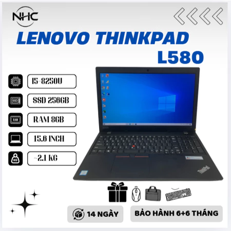 Laptop giá rẻ Lenovo ThinkPad L580/ Core i5- 8th Ram 16gb SSD 512gb Pin>4h
