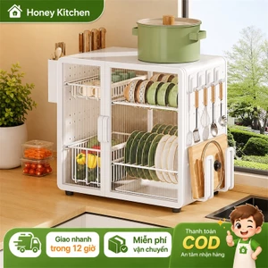 Kệ đựng chén bát có nắp đậy Có Kệ đựng đồ đa năng Kệ để đồ nhà bếp Chống côn trùng và chống ẩm