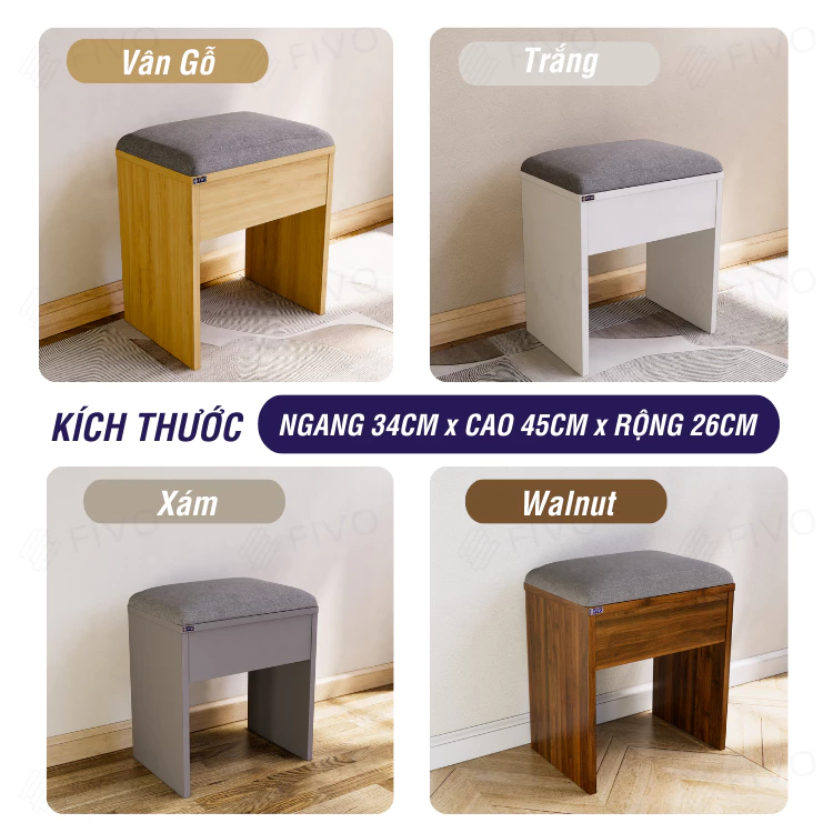 Ghế đôn nệm nhung FIVO FG01