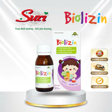 [Shop Suri] Kẽm Biolizin cho bé chai 50ml vị đào - Hỗ trợ bé ăn ngon, tăng cân, cải thiện biếng ăn cho b