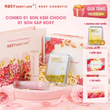 [Set quà] Combo 1 son sáp lì Rosy Sweet Love + 1 son kem Choco Soft Lip Hộp quà tặng mẹ tặng bạn