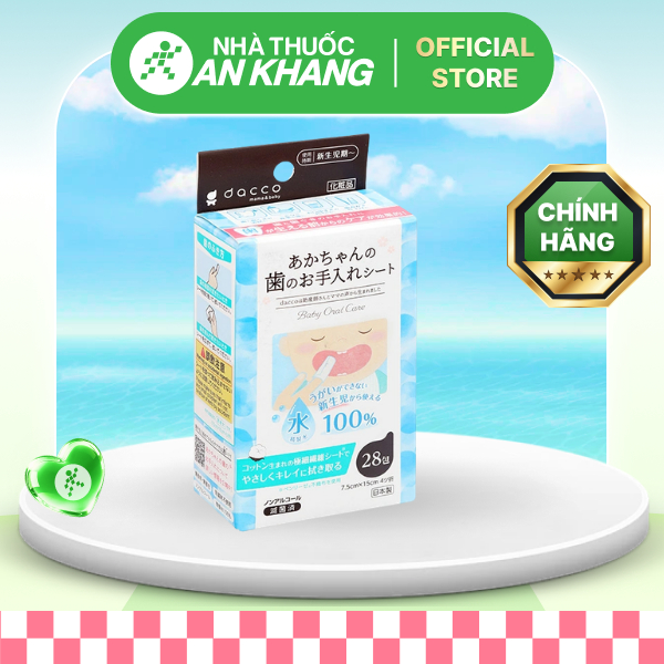 Gạc răng miệng DACCO Mama & Baby giúp sạch nướu, lưỡi cho bé hộp 28 miếng [Nhà Thuốc An Khang - Chính Hãng 100%]