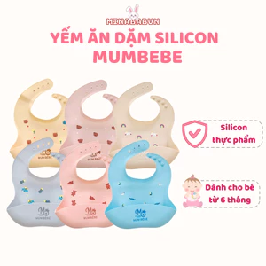 Yếm ăn dặm Silicone Tootie có máng hứng, Yếm Mumbebe chất liệu dày dặn dễ vệ sinh an toàn cho bé