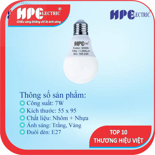 7w - MUA 10 TẶNG 2 -Bóng Đèn led Bulb Tròn Chống Nước -Hiệu HPElectric -H198 )