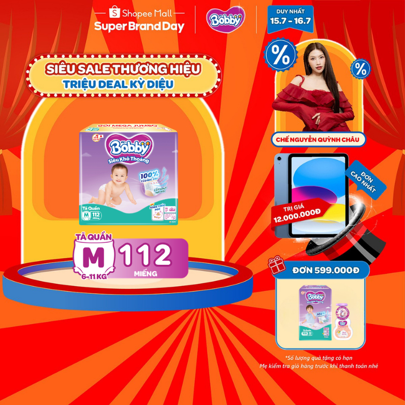 [TẶNG MIẾNG NGẪU NHIÊN] Tã quần Bobby Khô Thoáng - 100% Thoáng Khí Mega Jumbo  M112/L96/XL84/XXL76