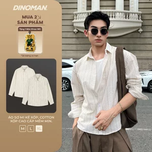 Áo Sơ Mi Kẻ Xốp Dinoman Chất Liệu Cotton Xốp Cao Cấp Mềm Mịn Form Over Size Basic Dễ Phối Đồ - SM014