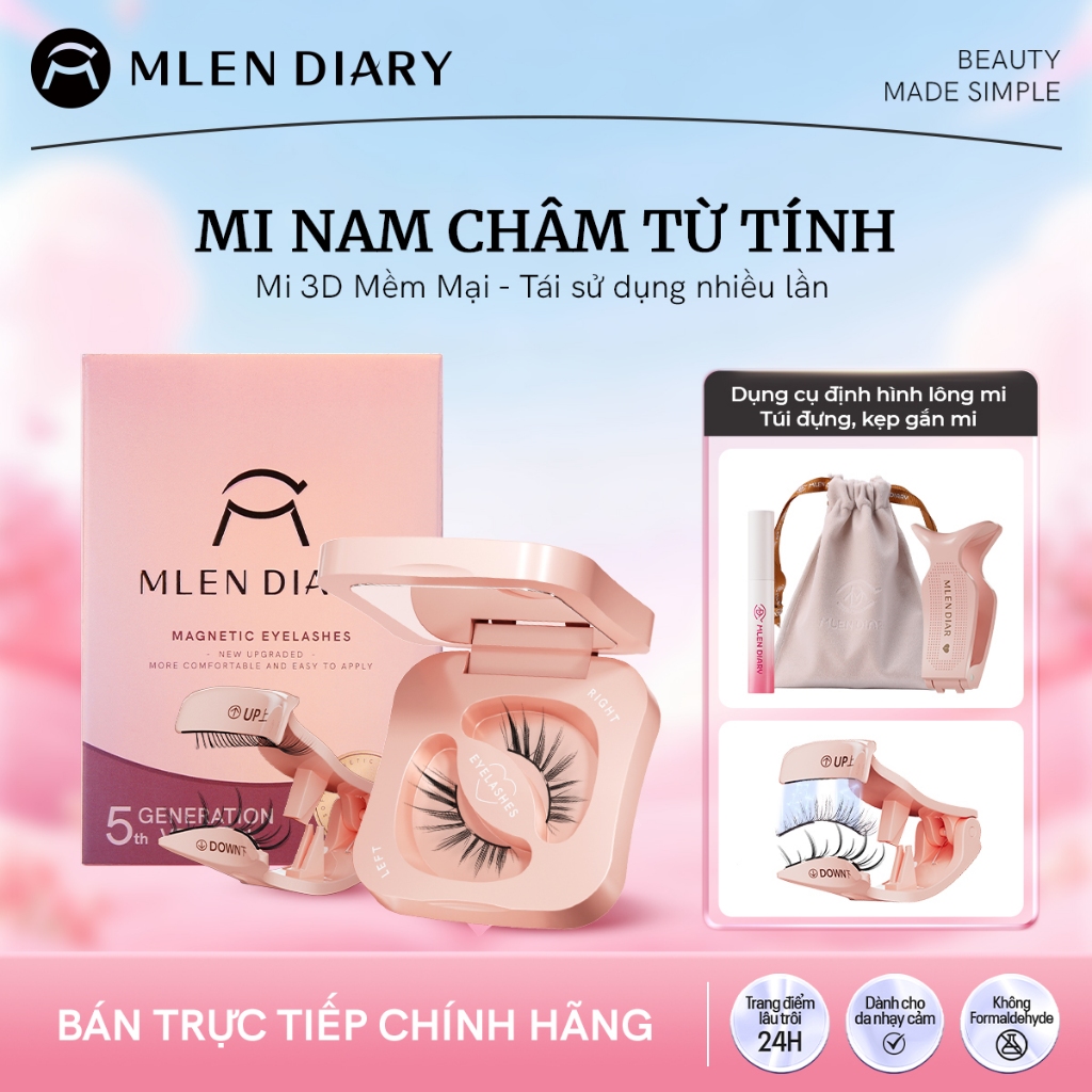MLEN DIARY Lông Mi Giả Sunflower Nam Chân Mi Giả Nam Châm từ Tính Tự Nhiên Nhẹ Nhàng Có Thể Tái Sử Dụng