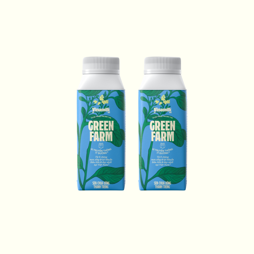 [Hàng tặng không bán] Combo 2 chai Sữa chua uống thanh trùng Vinamilk Green Farm Ít đường – chai 200ml