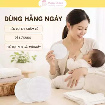 ( Túi 4 Miếng ) Miếng Lót Thấm Sữa 100% Cotton, Tấm Lót Thấm Sữa Mẹ An Toàn, Miếng Lót Tái Sử Dụng