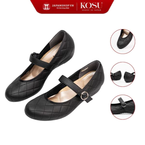 Giày da Mary Jane Quilted 2,5cm Kosu K-25269, giày đế bệt mũi tròn nhẹ, êm chính hãng Nhật Bản