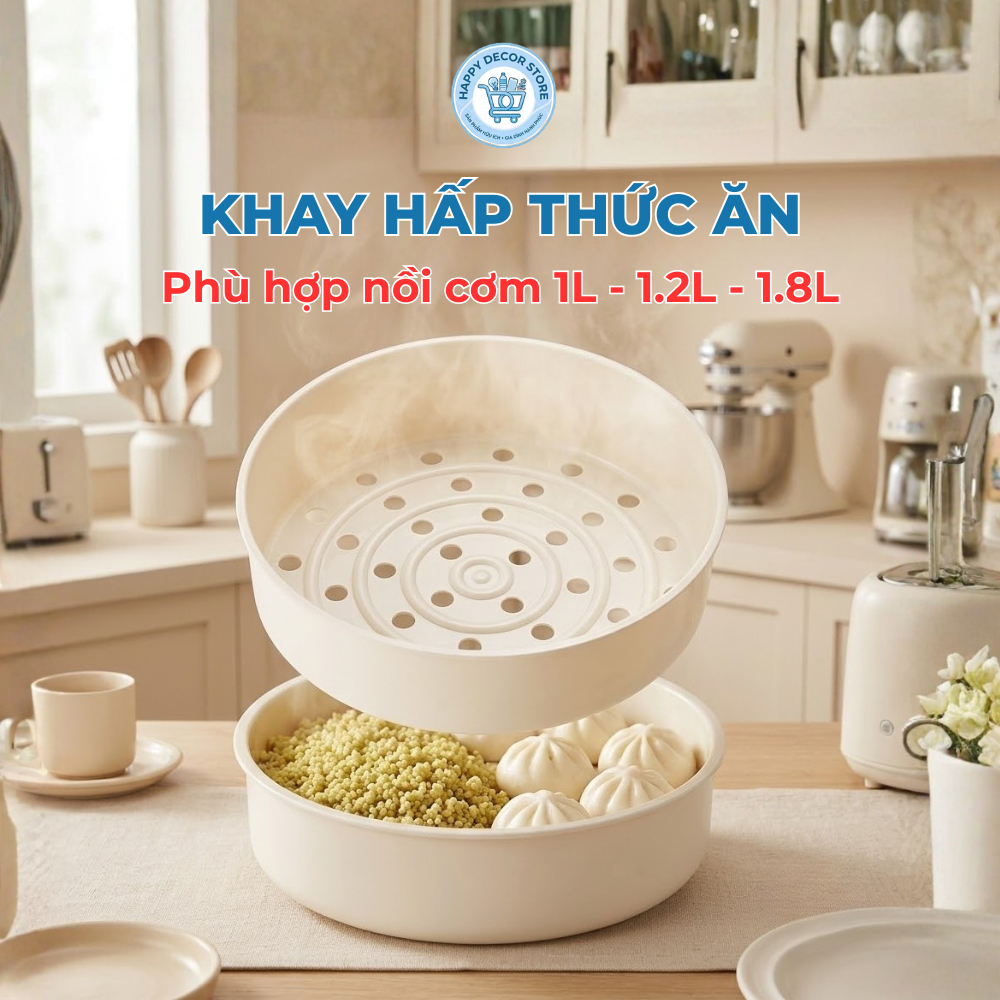 Khay Hấp Thức Ăn Nồi Cơm Điện, Xửng Hấp 1L 1L2 1L8 An Toàn Chịu Nhiệt Độ Cao