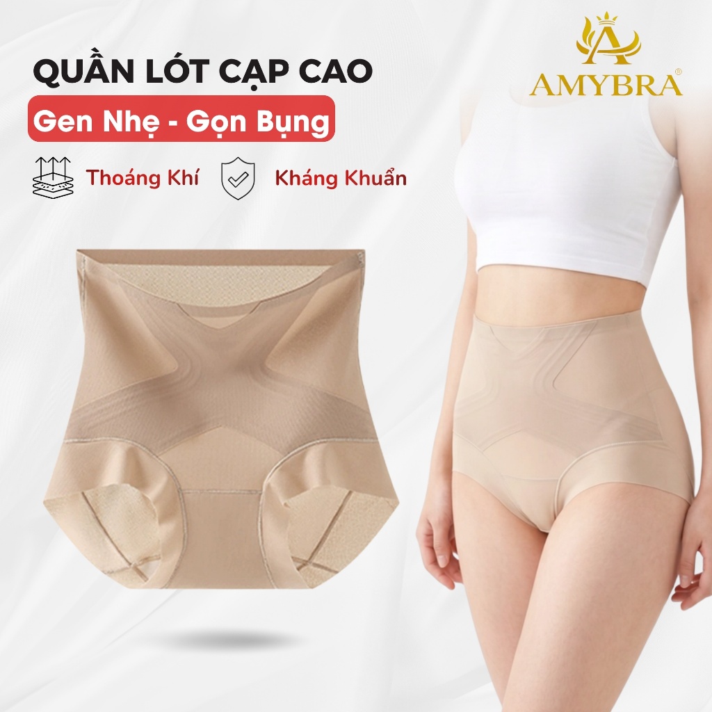[ Deal Hời ] Quần Lót Nữ Cạp Cao Gen Nhẹ Chất Su Mịn Ôm Gọn Bụng, Quần Chip Định Hình Vòng 2 Êm Ái AMYBRA N608