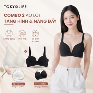 Combo 2 Áo Lót Nữ TOKYOLIFE Không Gọng Thoải Mái Đệm 1.5cm & Nâng Ngực Định Hình Mút Dày 2.5cm 40006070 & 40006072