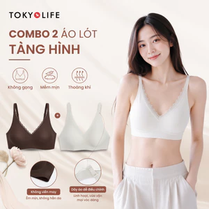 COMBO 2 Áo Lót Nữ Không Gọng TOKYOLIFE Đệm 1.5cm Thoáng Khí Nâng Ngực Nhẹ Phối Ren 40006070