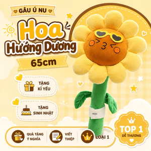 Bông Hoa Hướng Dương 65cm Mặt Cười Đeo Kính, Nhồi Bông Dày Đầy Đặn, Chắc Tay