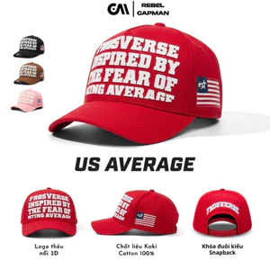 REBELCAPMAN Mũ Lưỡi Trai l NÓN _US AVERAGE_ TRUCKER HAT - RED - HW5 l GODSVERSE INSPIRED BY