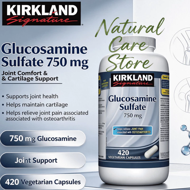 【Nhập khẩu từ Mỹ】Viên uống Kirkland Signature Glucosamine Sulfate 750mg Vegetarian Capsules 420 viên