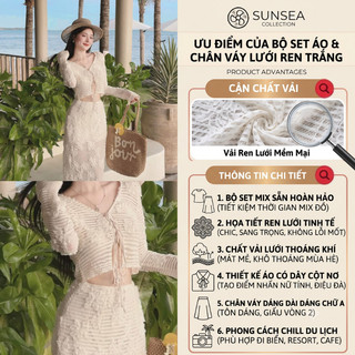 Set bộ nữ đi biển áo tay dài thắt nơ ngực phối chân váy maxi dài tôn dáng phong cách nàng thơ HCOM25859