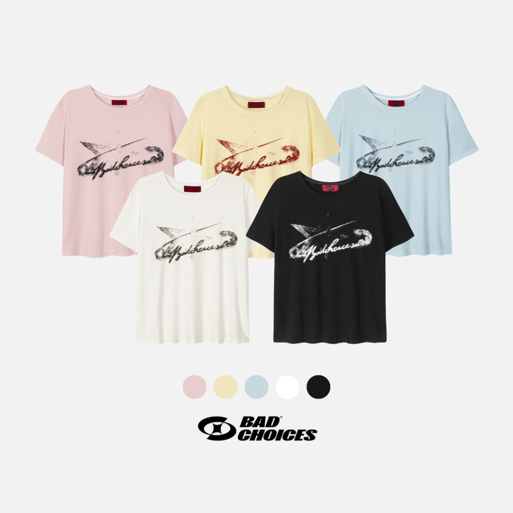 Bad Choices | Áo thun mỏng MELT TEE vải thun giấy in hình form boxy