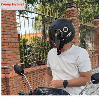 Mũ bảo hiểm 3/4 có kính chống nắng, vỏ ABS bền nhẹ, thiết kế thể thao an toàn