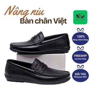 Giày lười da nam đế cao su đi nhẹ êm, Giày Di.r sân trơn mác tăng chiều cao phù hợp đi làm công sở