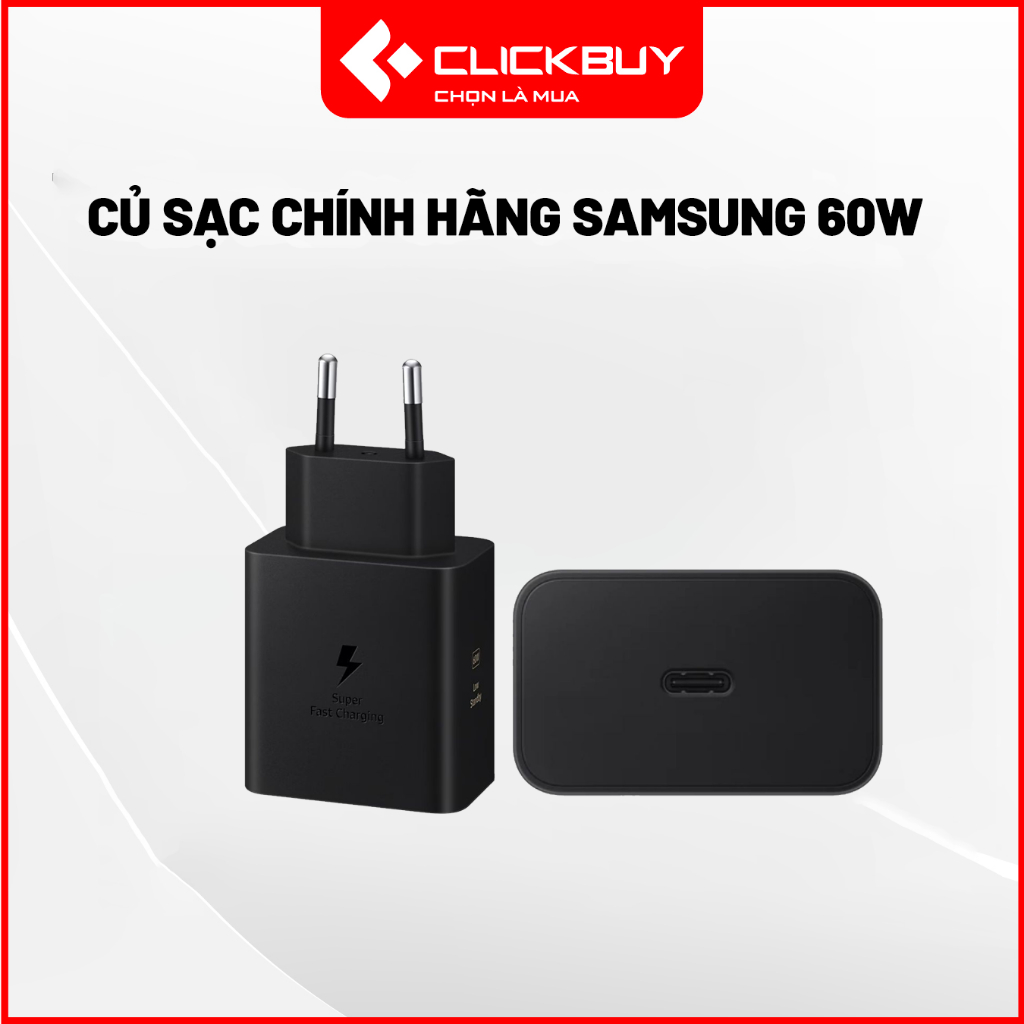 Củ Sạc Nhanh Samsung 60W Không Kèm Cáp Super Fast Charging 3.0 USB-C PD 3.1 Chính Hãng