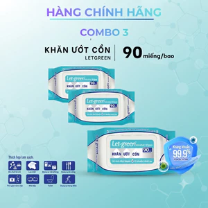 Khăn Ướt Cồn Thực Phẩm LET-GREEN 90 Miếng - Kháng Khuẩn 99% - An Toàn - Tiện Lợi