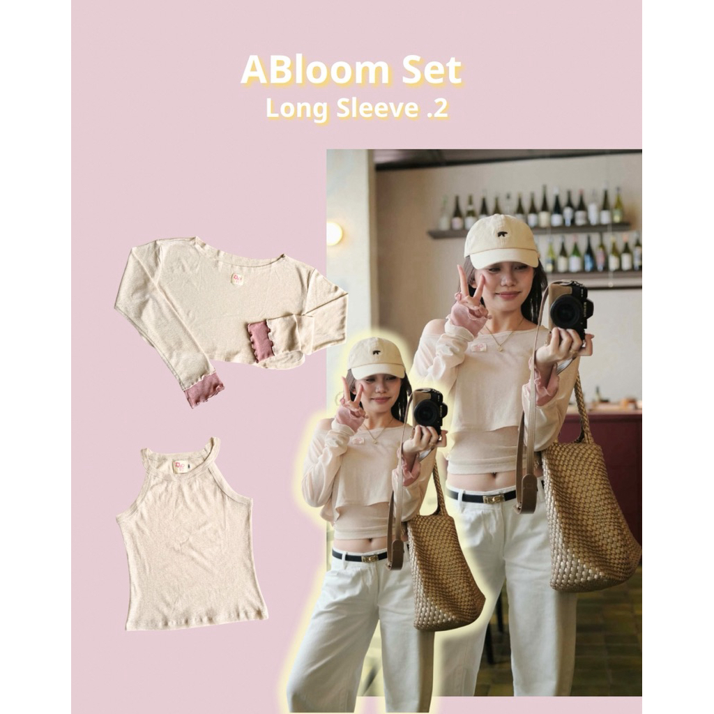 Abloom Set .2 - Set áo thun xược tay dài crop+áo dây