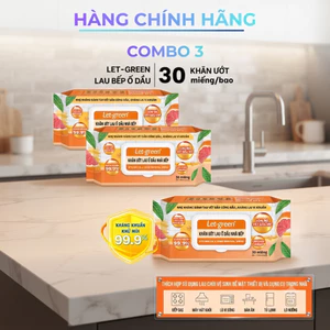 Khăn Ướt Lau Bếp LET-GREEN Sạch Ố Dầu 30 Miếng - Tinh dầu bưởi bồ đào - An toàn cho da