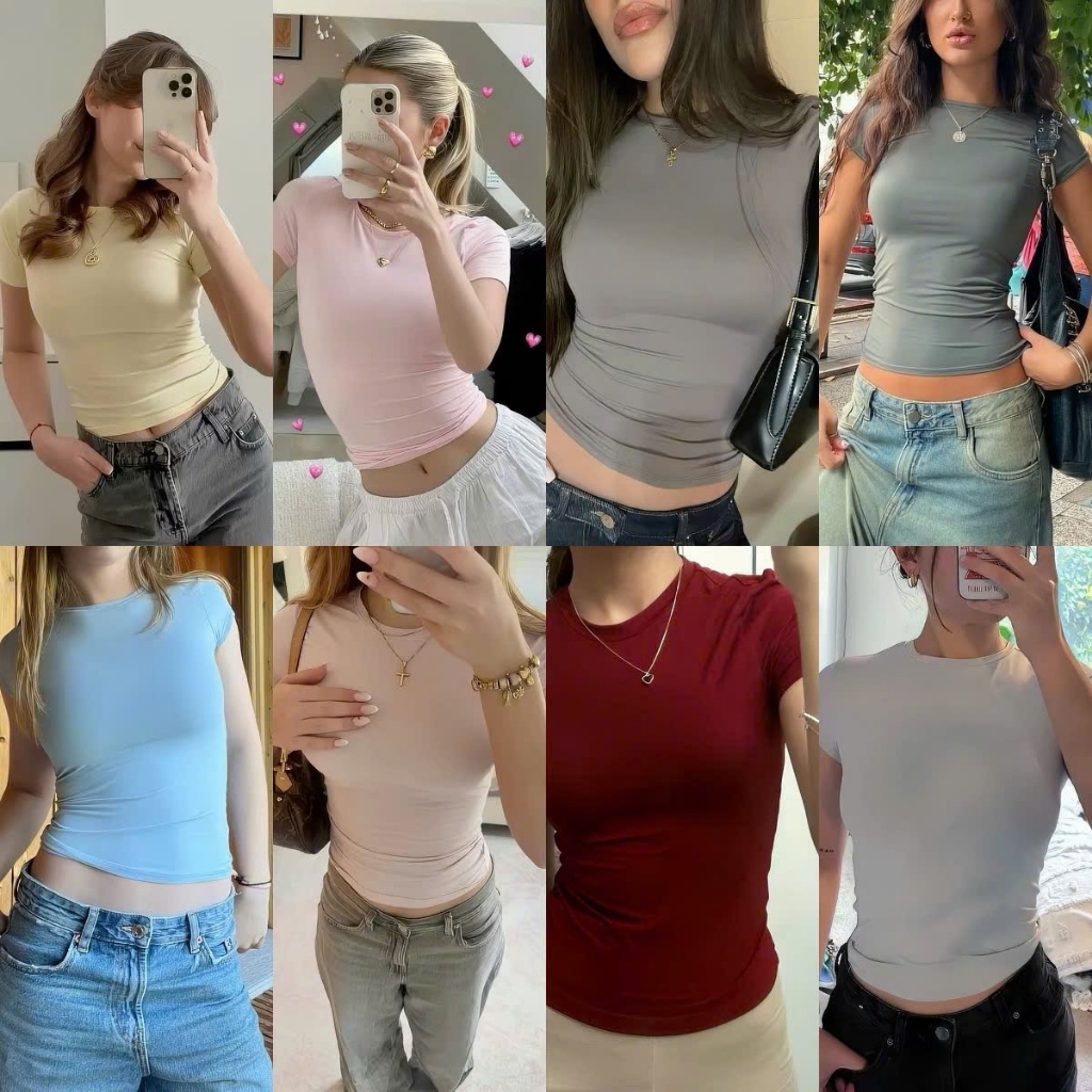 [ANNI.studio] ÁO THUN LẠNH FIT EO TAY NGẮN