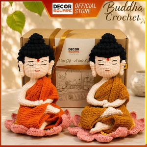 Tượng Phật Len Handmade Ngồi Thiền Decor Square – Cao 22cm - Trang Trí, Quà Tặng Bình An, May Mắn, Phong Thủy