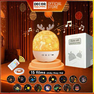 Đèn Ngủ Chiếu Sao Hình Con Nai Dễ Thương Xoay Bầu Trời Đầy Sao Phòng Ngủ, Quà Tặng Giáng Sinh