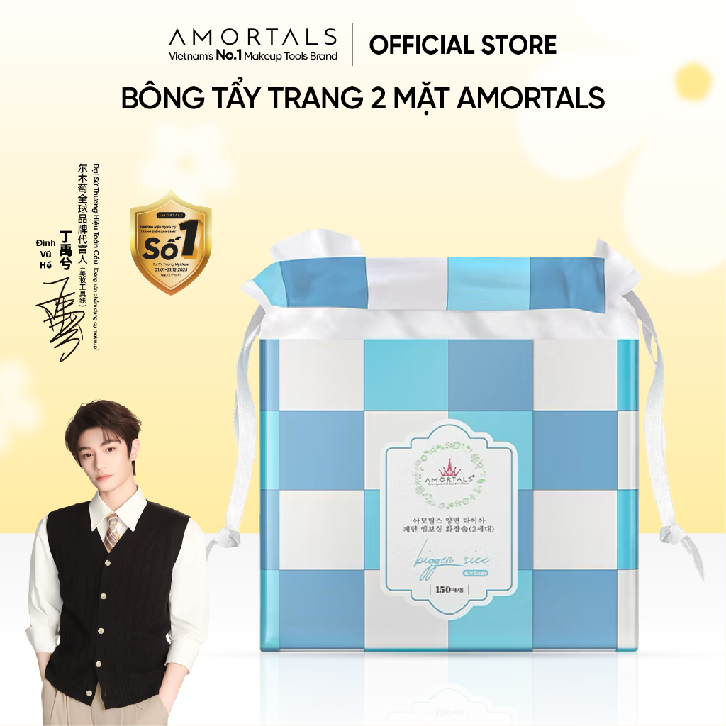 Bông Tẩy Trang AMORTALS Cotton 2 Mặt Mềm Mại Dày Dặn Tẩy Trang An Toàn Cho Da