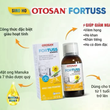Siro Ho Thảo Dược Fortuss Otosan (Mẫu mới) Hỗ trợ Bổ Phế , Làm Dịu Con Ho, Bảo Vệ Niêm Mạc